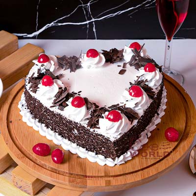 Heart Shape Black Forest Cake - Dough and Cream