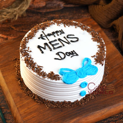 Buy Round Photo Mens Day Cake-White Colour Mens Day Cake