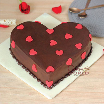 Red Heart Shape Valentines Day Cake, - Just Bake
